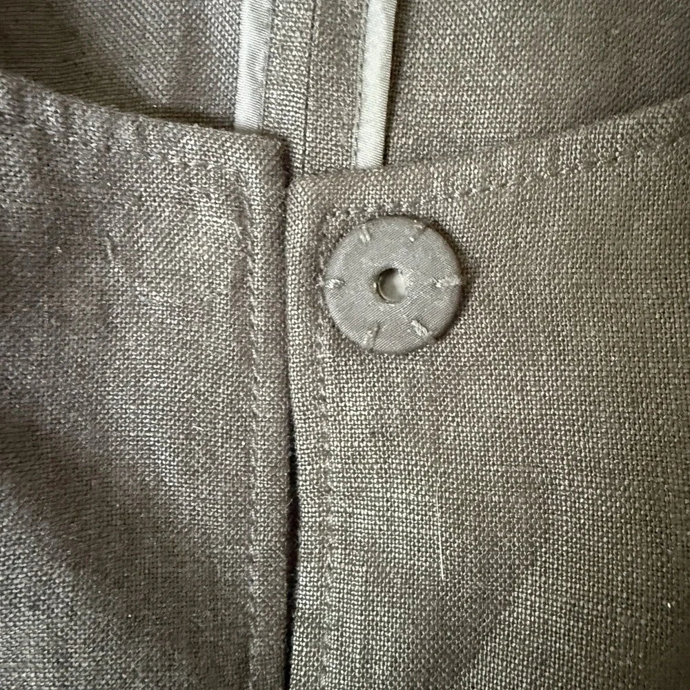 Talbots Jacket Size Large Solid Black 100% Irish Linen Long Blazer Coat Topper - Picture 4 of 6